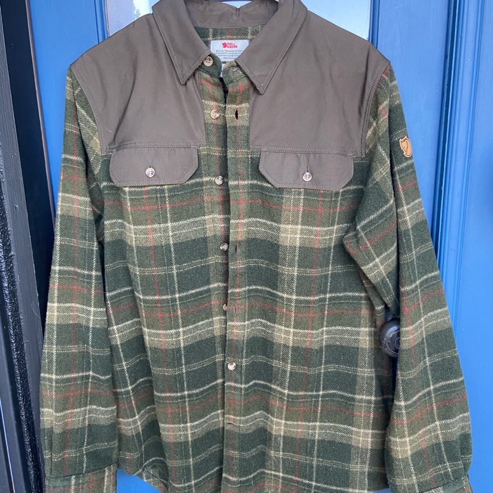 Green Plaid Button-Up Shirt Fall Raven